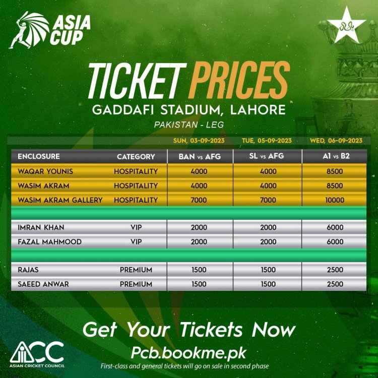 Tickets for Asia Cup matches in Pakistan to go on sale today: PCB