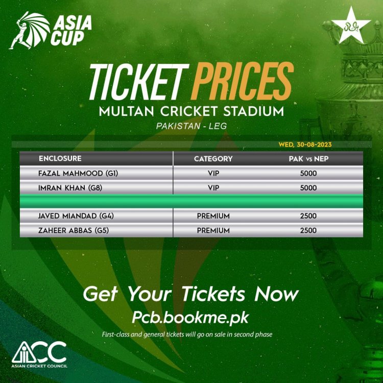 Tickets for Asia Cup matches in Pakistan to go on sale today: PCB