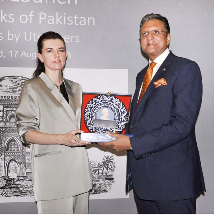 Book launching ceremony on Landmarks of Pakistan Drawings by Ute Elpers German porcelain painter held at PNCA