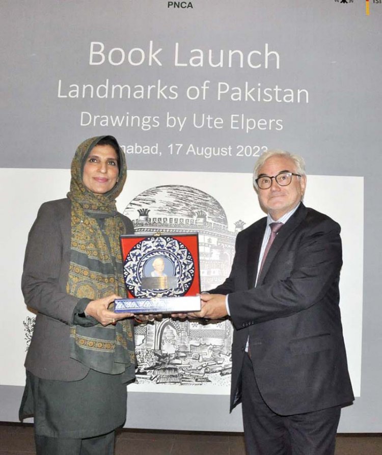 Book launching ceremony on Landmarks of Pakistan Drawings by Ute Elpers German porcelain painter held at PNCA