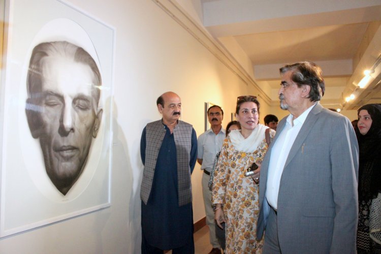 Federal Minister Jamal Shah inaugurates a solo exhibition titled “Portraits of Quaid” at PNCA