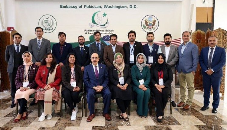 Pakistan's Ambassador to United States Masood Khan receives Hubert Humphrey Fellows from Pakistan