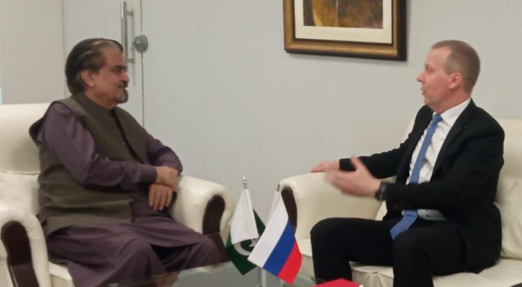 Russian Ambassador Danila V. Ganich call on Caretaker Federal Minister for National Heritage & Culture Jamal Shah