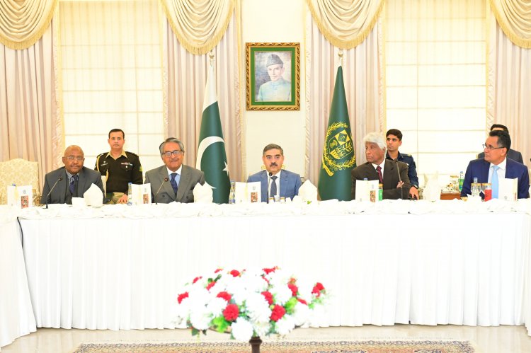 Caretaker Prime Minister Anwar ul Haq Kakar meets a group of envoys from African and Asian Countries