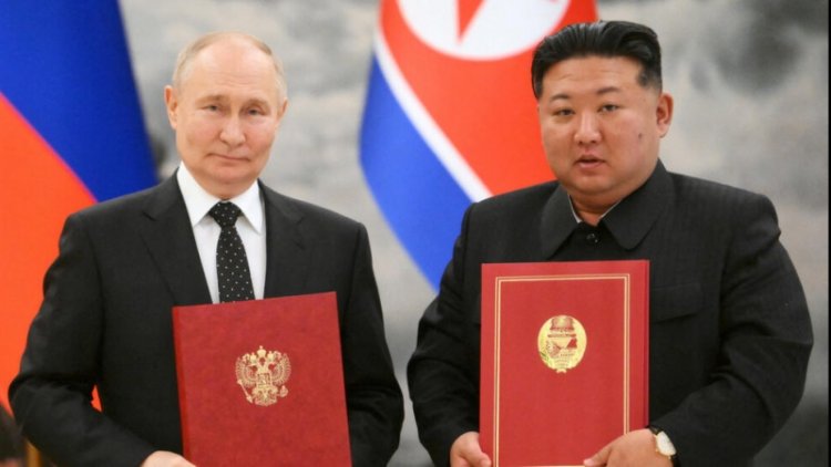 Russia's President Vladimir Putin attends talks with North Korea's leader Kim Jong Un in Pyongyang, North Korea